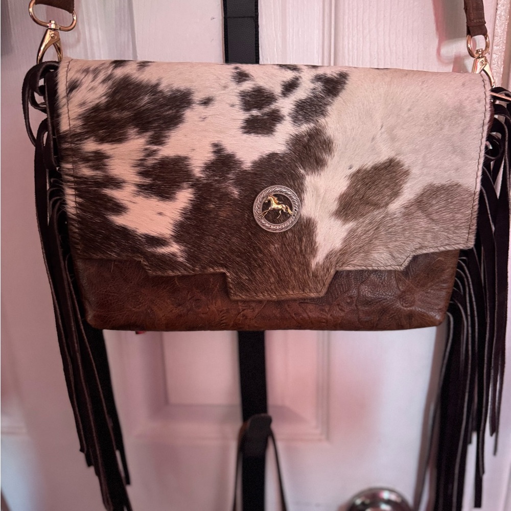 Cowhide Fringe Crossbody Bag